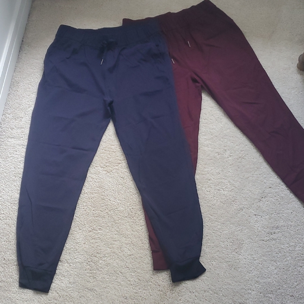 2 Women's Navy and Maroon Jogger Pants - Casual/Workout Pants